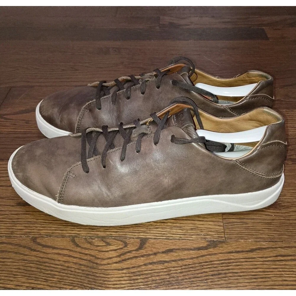 OluKai Lae'ahi Li 'ili Leather Sneakers Mens Size 12 Brown Casual Office
